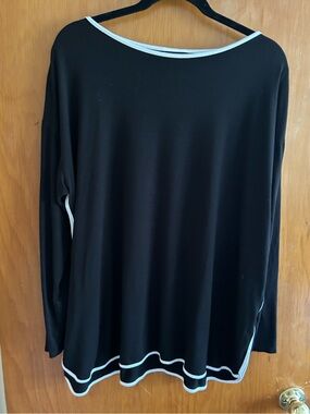 Black Long-Sleeve Tunic with White Trim